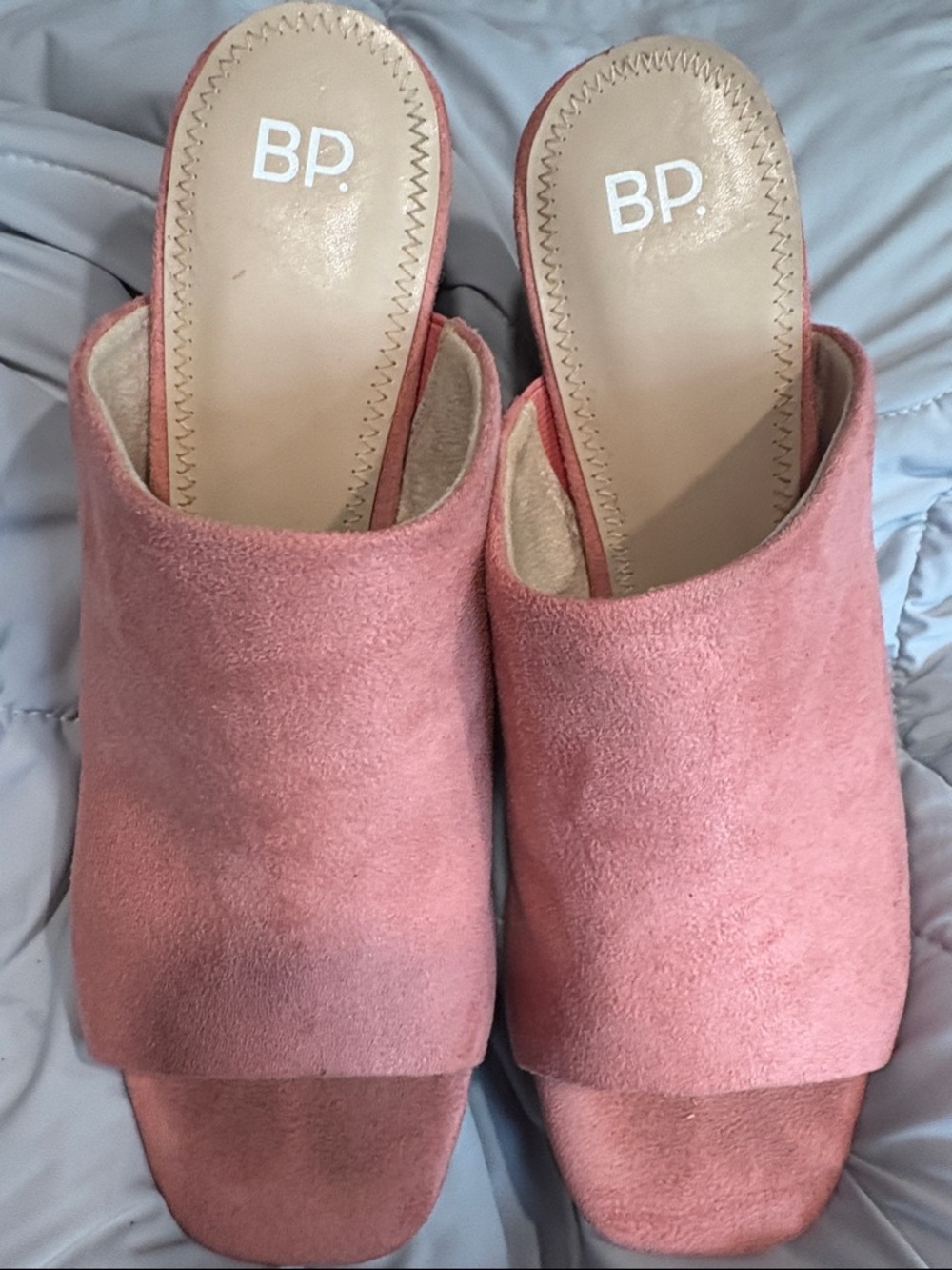 bp Pink Suede Open-Back Slide Mules